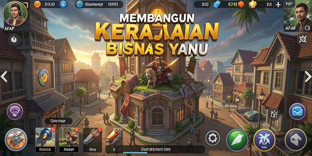 Tampilan gameplay AFAF yang menampilkan strategi bisnis.