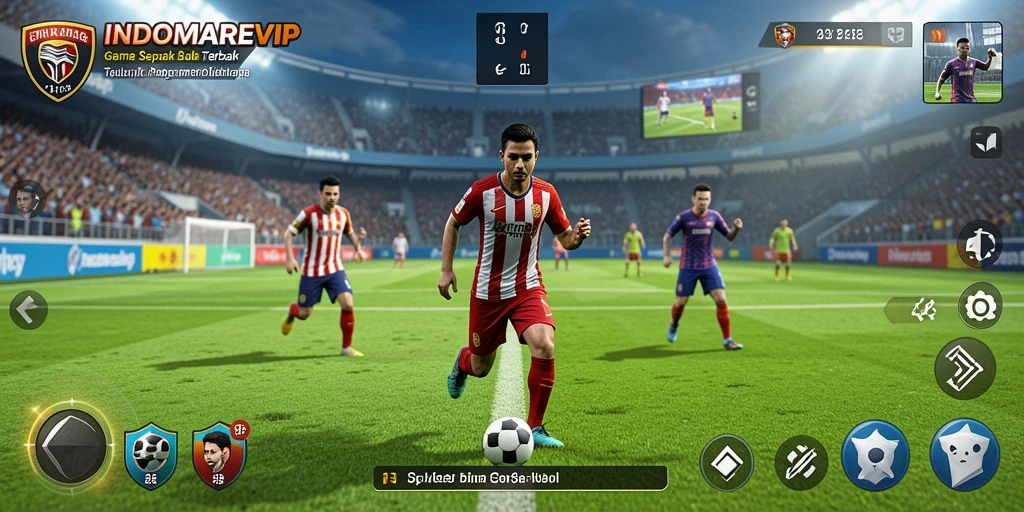 Tampilan gameplay menarik dari INDOMAREVIP dengan aksi sepak bola yang mendebarkan.